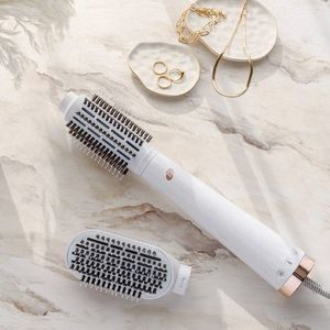 T3 AireBrush Duo Interchangeable Hot Air Blow Dry Brush White Hair Dryer